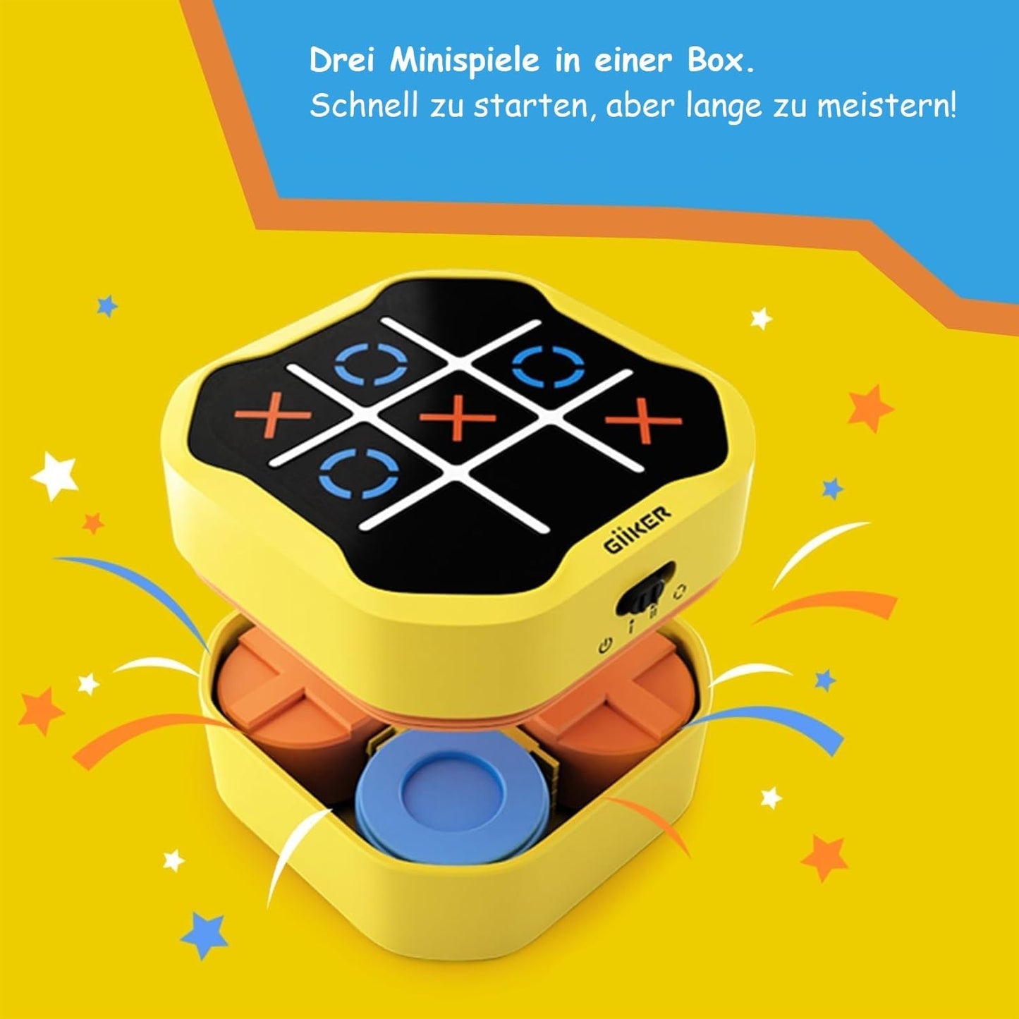 GiiKER Tic Tac Toe Bolt: Tragbare 3-in-1 Puzzle-Spielkonsole für Bildungs- und Gedächtnistraining. Zappel-Spielzeug für Kinder & Erwachsene Altersgruppen